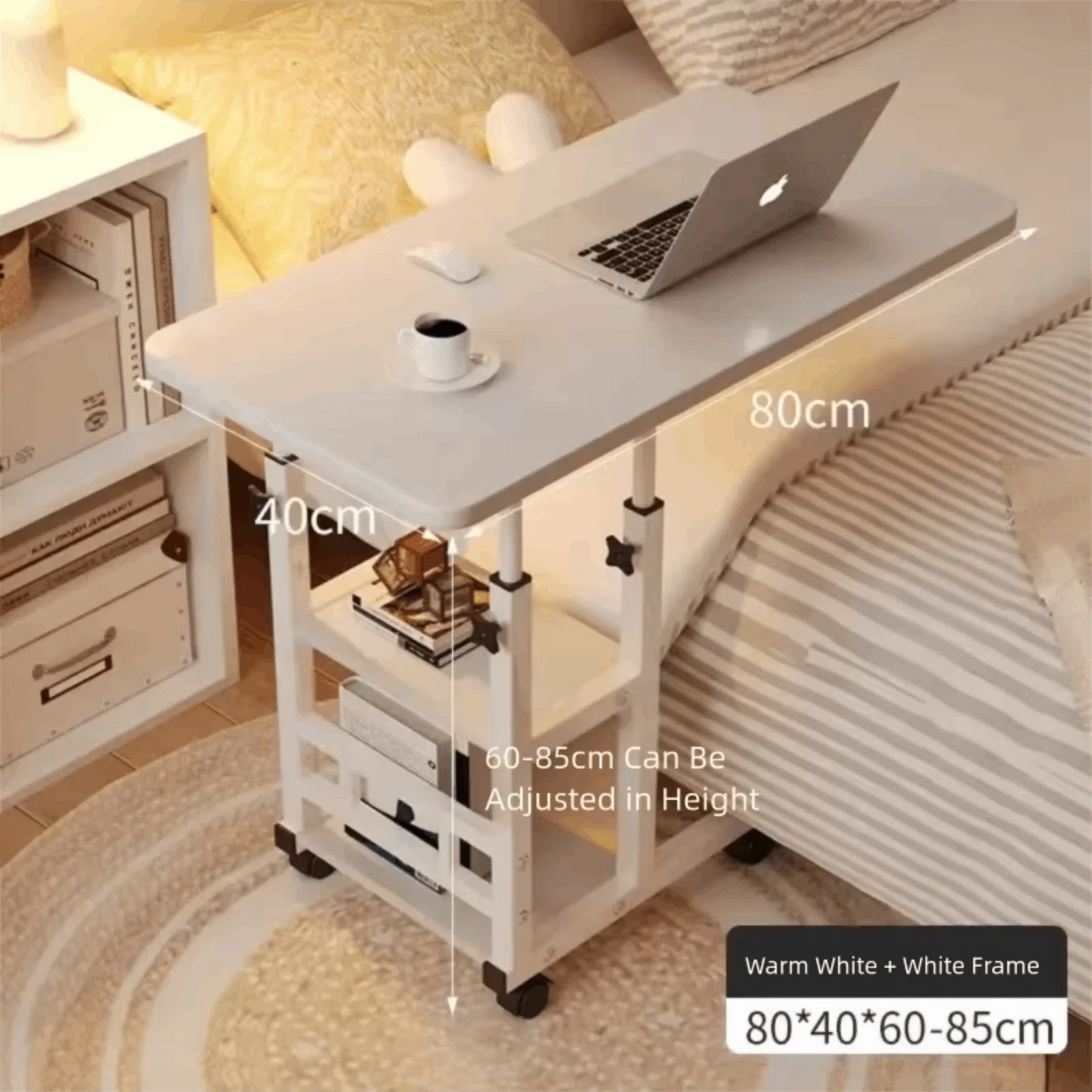 Multifunctional Rolling Bedside Table With Wheels Pulley Movable Lift Table Dormitory Bedside Table Side Movable Laptop Desk