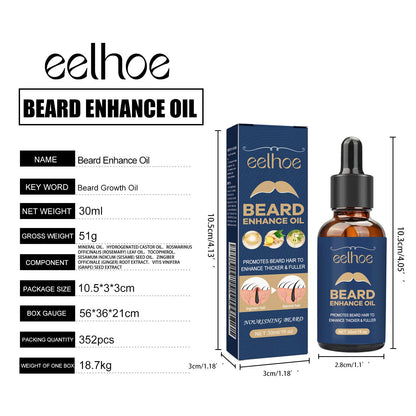 30ml Eelhoe Organic Beard Oil Follicle Activator Strong Roots Nourishing Growth Dense Hair Essence Hydrating Soft Shine Grooming