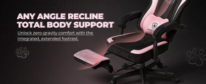 Cat Ear Gaming Chair: Cute Ergonomi Computer Chair with Cat Embroidery, Adjustable Memory Foam Lumbar Support & Headrest