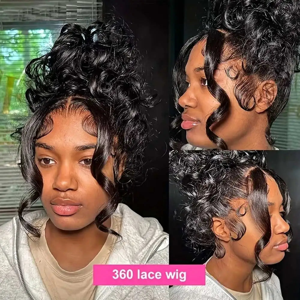 360 Lace Front Wigs Human Hair with Drawstring Pre Plucked Hidden Strap 360 HD Full Lace Body Wave Frontal Wig Glueless Wigs