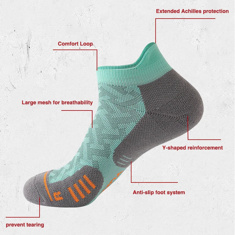 1/2/3Pairs Professional Marathon Running Sock Outdoor Sports Fitness Thickened Cushioned Short Tube Low Cut Boat Ankle Socks