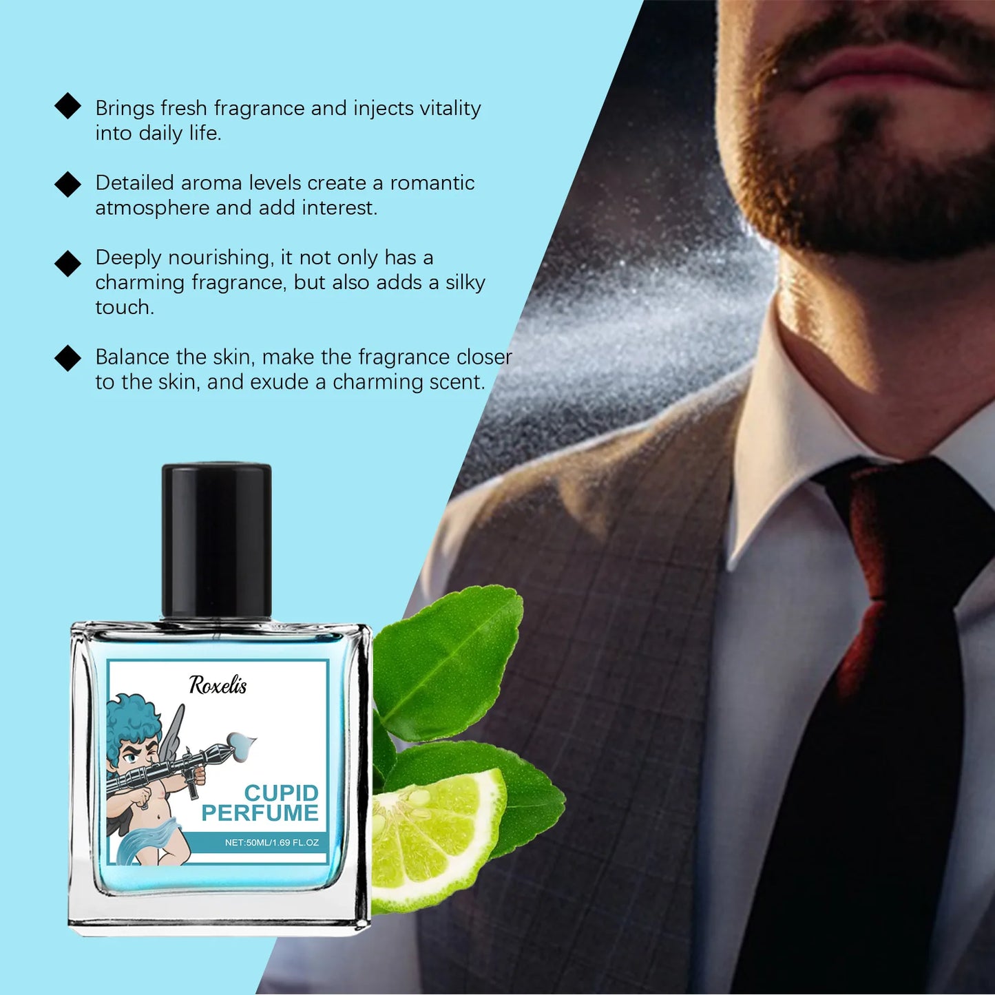 Roxelis 50ml Cologne Cupid Charm Perfume Natural Fragrance Flirting Long Lasting Pheromone Romantic Dating Atmosphere Perfume