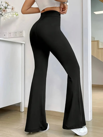 2026 New Fashion Slim Fit Slit Flared Pants Leg Shaping High Waist Stretch Wide Pants Daily Casual Commute streetwear clothing