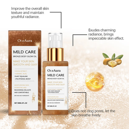 Oceaura Bronze Body Glow Oil Enhance Skin Bright Luster Deep Moisturizing Improve Roughness Softening Smoothing Body Shimmer Oil