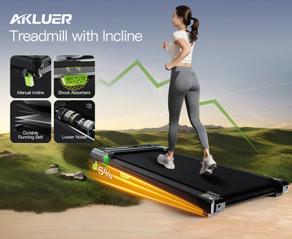 AKLUER Walking Pad with Incline,Under Desk Treadmill for Home,2.5HP with Remote Control,4 in 1 Incline Treadmill with LED Displa