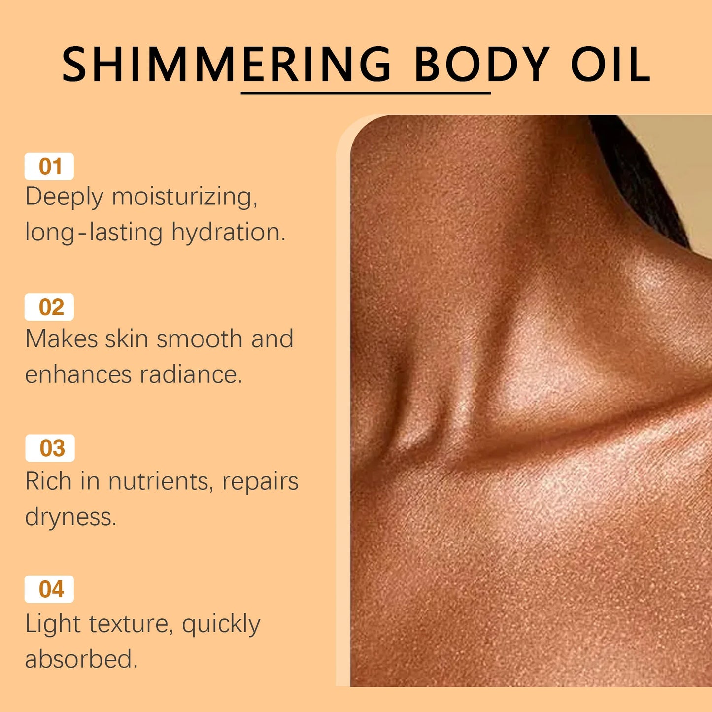 Oceaura 100ml Shimmering Body Oil for Daily Moisturizing Nourishing Glowing Skin Care Sparkling Massage Brighten Body Care