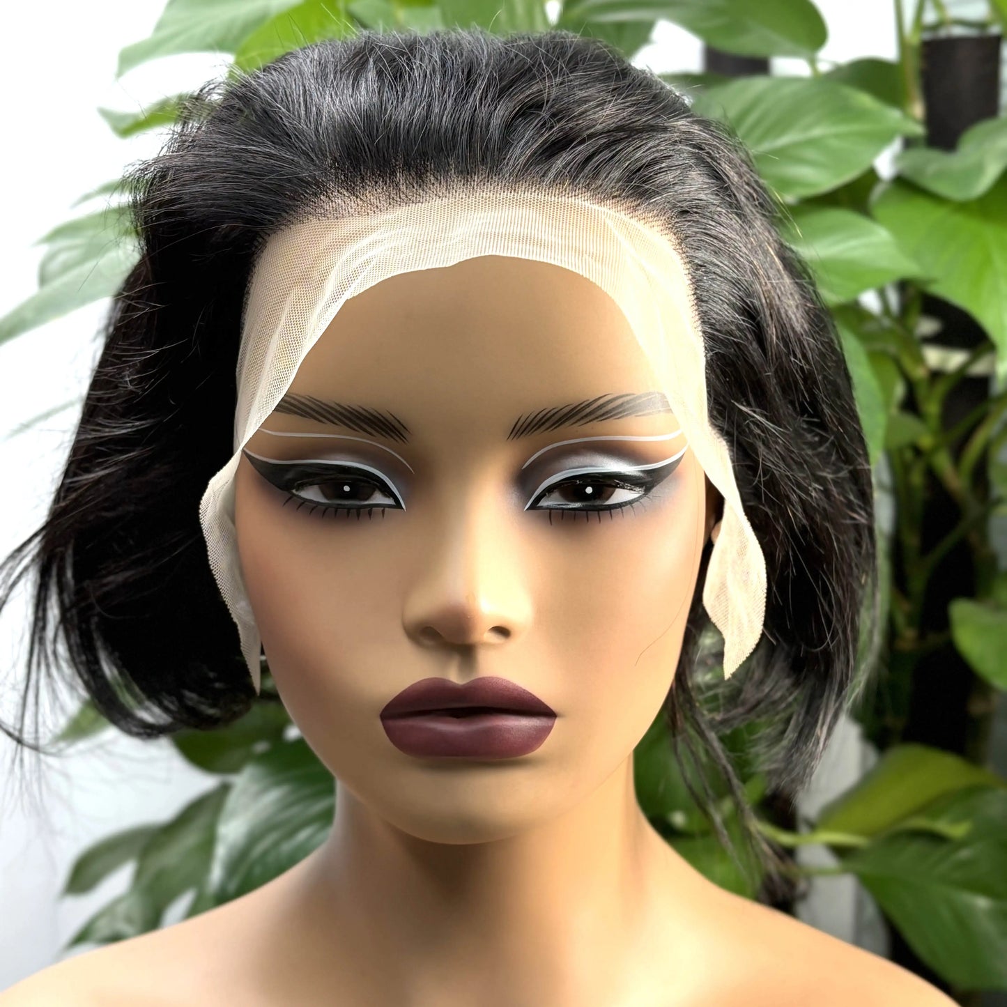 13x4 Lace Frontal 1BT4 Ombre Pixie Cut Wig Human Hair Wigs 300% Density Short Natural Wavy Remy Hair Bob Wigs for Black Women