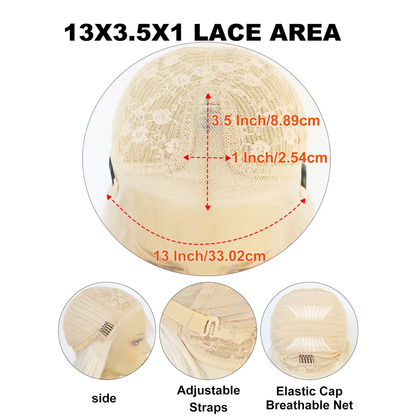 13x3.5x1 HD Lace Front Wig Platinum White Extra Long Straight Synthetic Wig Pre Plucked Hairline Free Part Cosplay Daily Wig