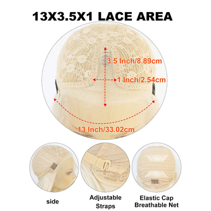 13x3.5x1 HD Lace Front Wig Platinum White Extra Long Straight Synthetic Wig Pre Plucked Hairline Free Part Cosplay Daily Wig