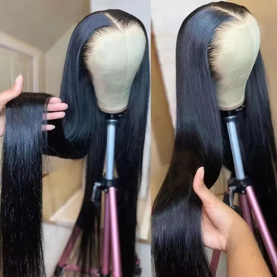 300% 13x6 HD Lace Frontal Wig 100% Raw Human Hair Straight Lace Front Wig 30 36 Inch 5x5 HD Lace Glueless Wig No Glue Human Hair