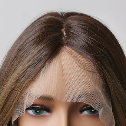 Long Wavy Transparent Lace Front Synthetic Wigs Brown Golden Ombre Lace Frontal Wig for Black Women Natural Cosplay Closure Hair