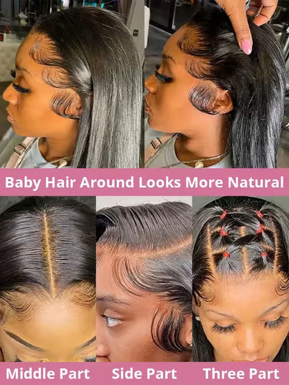 30 Inch 13x4 Lace Front Wigs 200% Density Lace Front Wig Pre Plucked Glueless Wigs Straight Black Synthetic lace front wig