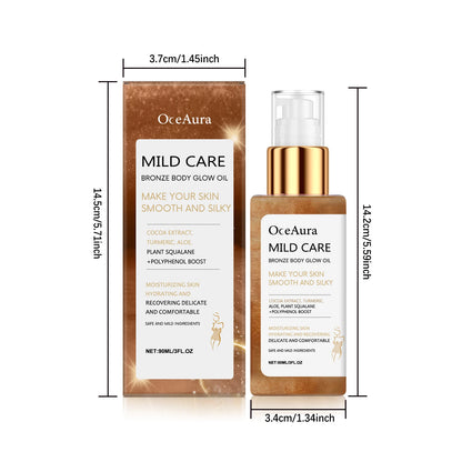 Oceaura Bronze Body Glow Oil Enhance Skin Bright Luster Deep Moisturizing Improve Roughness Softening Smoothing Body Shimmer Oil