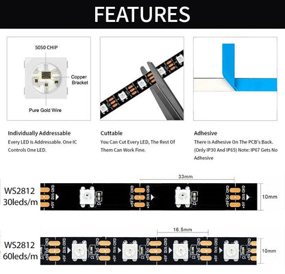 LED black light WS2812 Camera Ambient Strip Light Immersion Led Color Strip LED Light For Inch Tv Pc Led RGB Tape Screen 5V LED