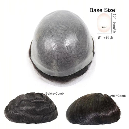 Single Knots Ultra-Thin Skin Toupee for Men Male Hair Prosthesis Premier Toupee Men's Wig 100% Human Hair Replacement System