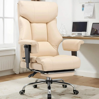 COMHOMA Big and Tall Office Chair 400lbs High Back Leather Executive Chair with Ergonomic Lumbar Support & Pocket Spring Cushion