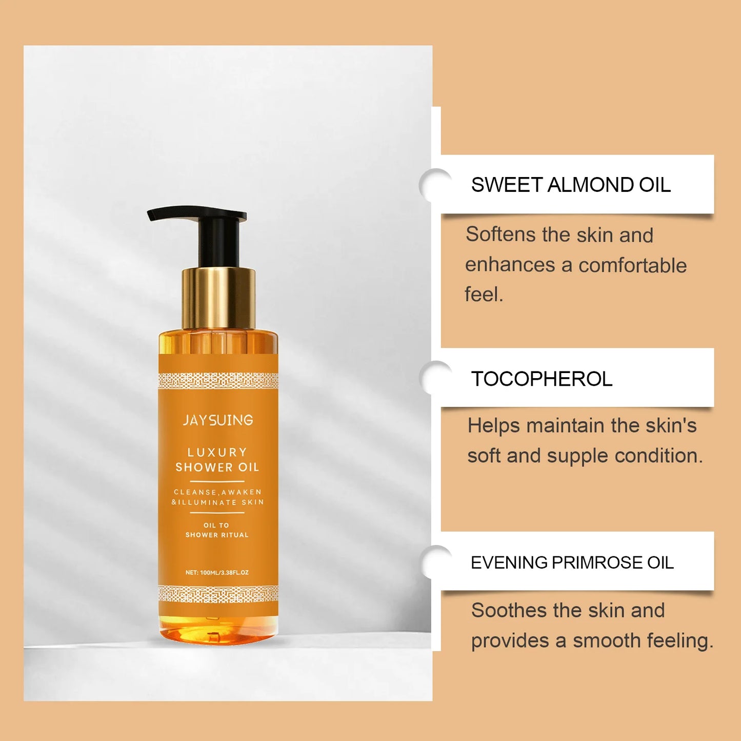 JAYSUING 100ml Luxury Shower Oil Exfoliator Moisturizing Skin Repairing Brighten Body Wash Skin Exfoliating Dirt Shower Oil