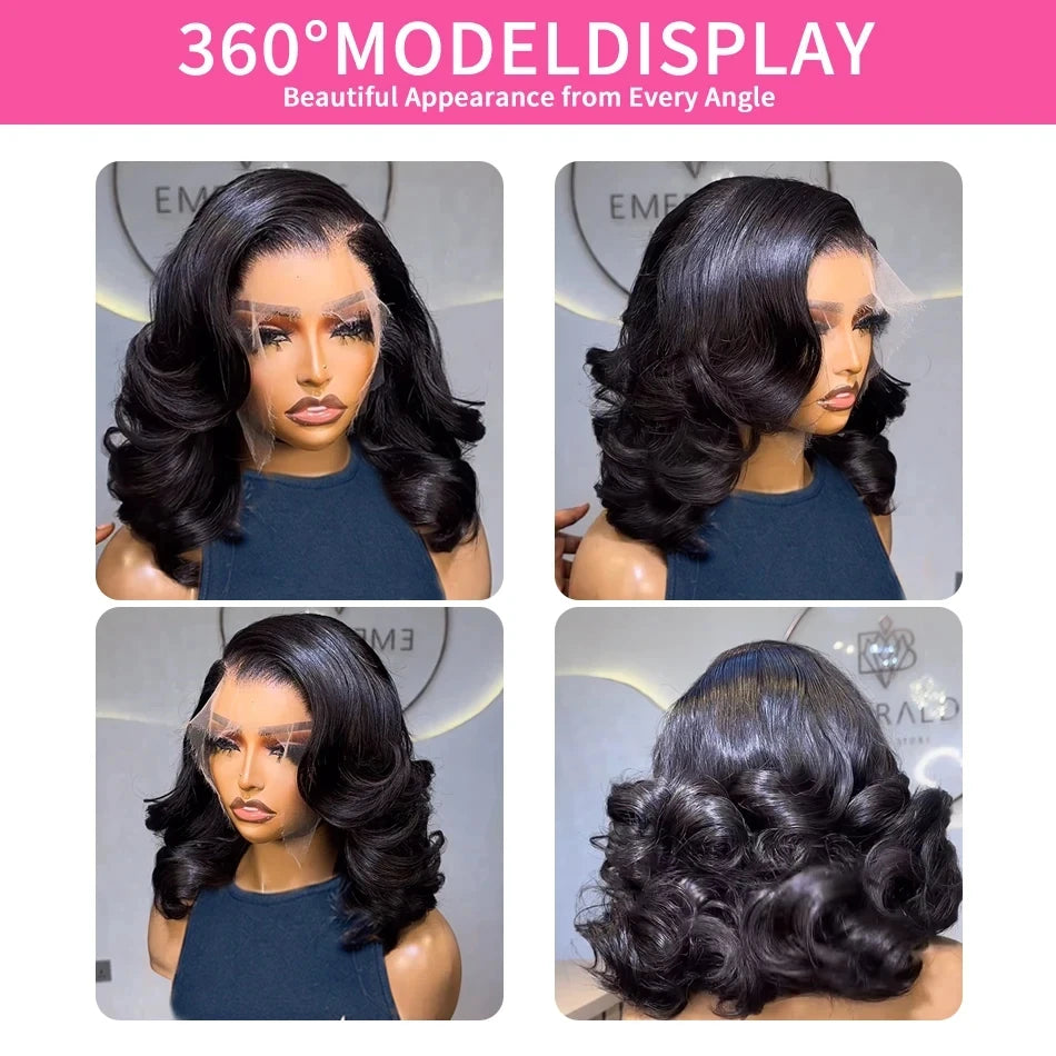 Short Bob Wigs Brazilian Body Loose Wave Human Hair 13x4 Lace Front Wigs Human Hair Pre Plucked 4x4 Lace Closure Short Bob Wigs