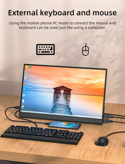 JSHIX 11.6 14 15.6 Inch Portable Monitor 1080P Full HD IPS Second Monitor for Gaming Laptop Phone Switch Xbox Sub Display Screen