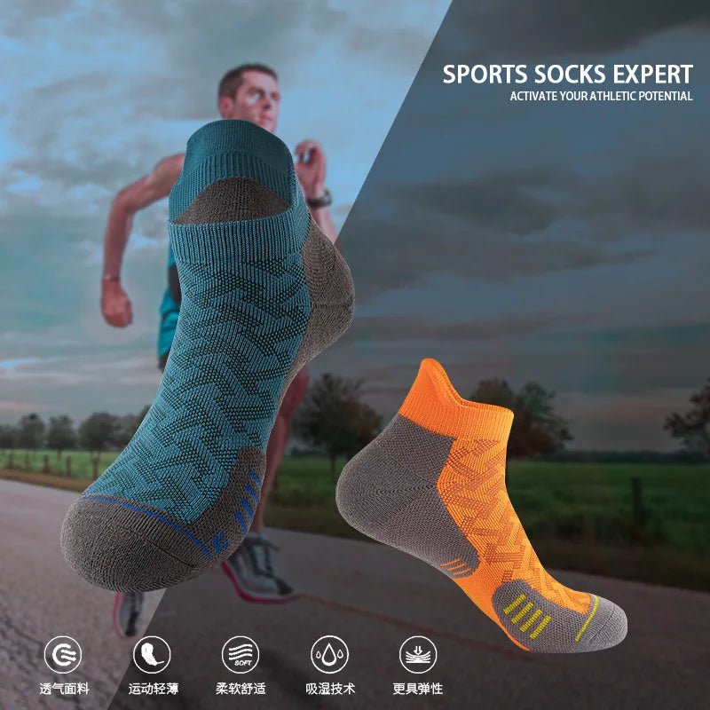 1/2/3Pairs Professional Marathon Running Sock Outdoor Sports Fitness Thickened Cushioned Short Tube Low Cut Boat Ankle Socks