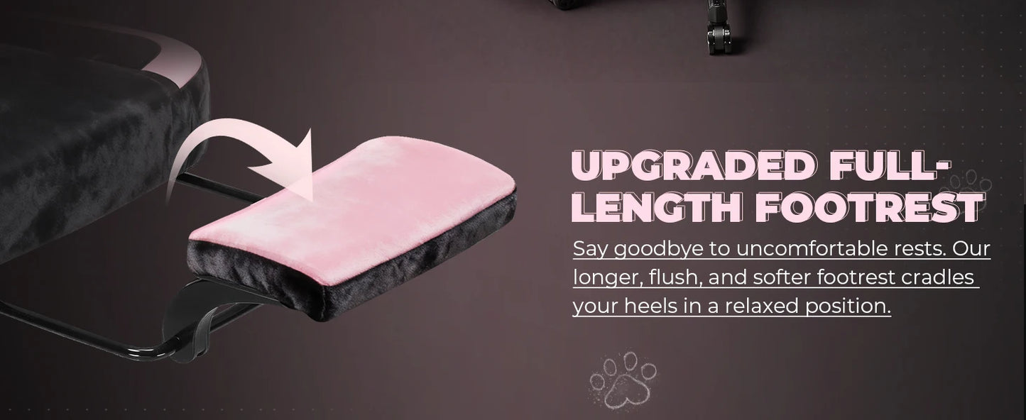 Cat Ear Gaming Chair: Cute Ergonomi Computer Chair with Cat Embroidery, Adjustable Memory Foam Lumbar Support & Headrest