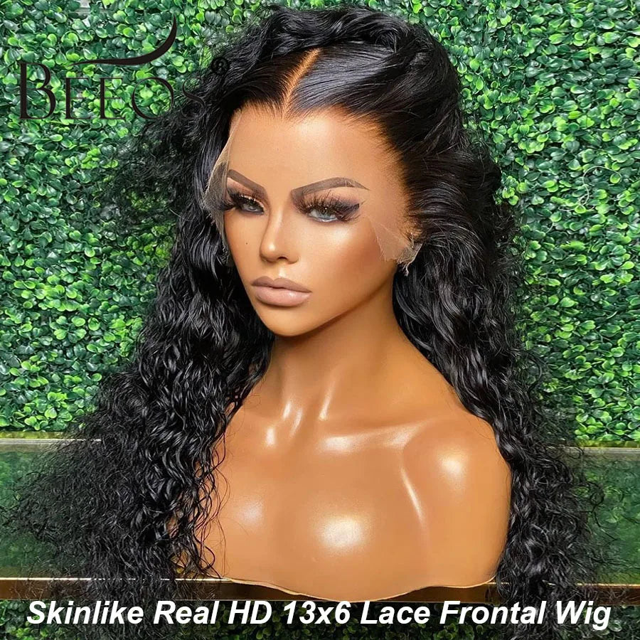 36in Curly 13x6 HD Lace Frontal Wig Water Wave 13x4 HD Transparent Lace Front Human Hair Wigs For Women Brazilian Pre plucked