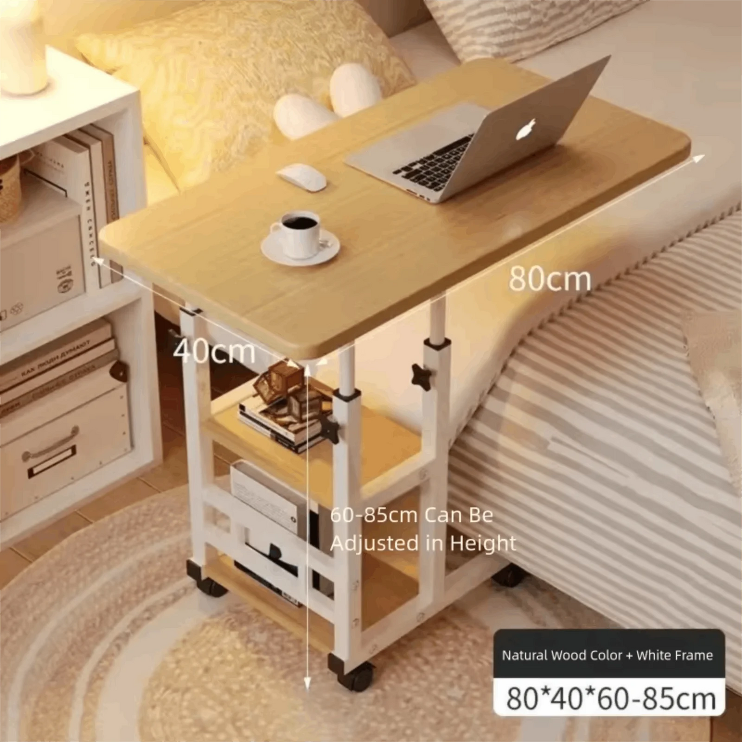 Multifunctional Rolling Bedside Table With Wheels Pulley Movable Lift Table Dormitory Bedside Table Side Movable Laptop Desk