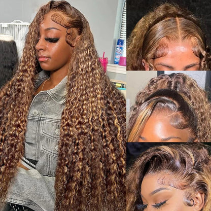 Highlight Wig Human Hair Ombre Hd Lace Wig 13x6 Deep Curly Lace Frontal Human Hair Wig Brazilian 13x4 Water Wave Wigs For Women