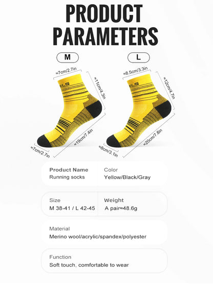 WRELS 1/3Pairs Merino Wool Socks Warm Thick Cushion Wool Socks Running Moisture Wicking Sports Socks Merino Wool Hiking Socks