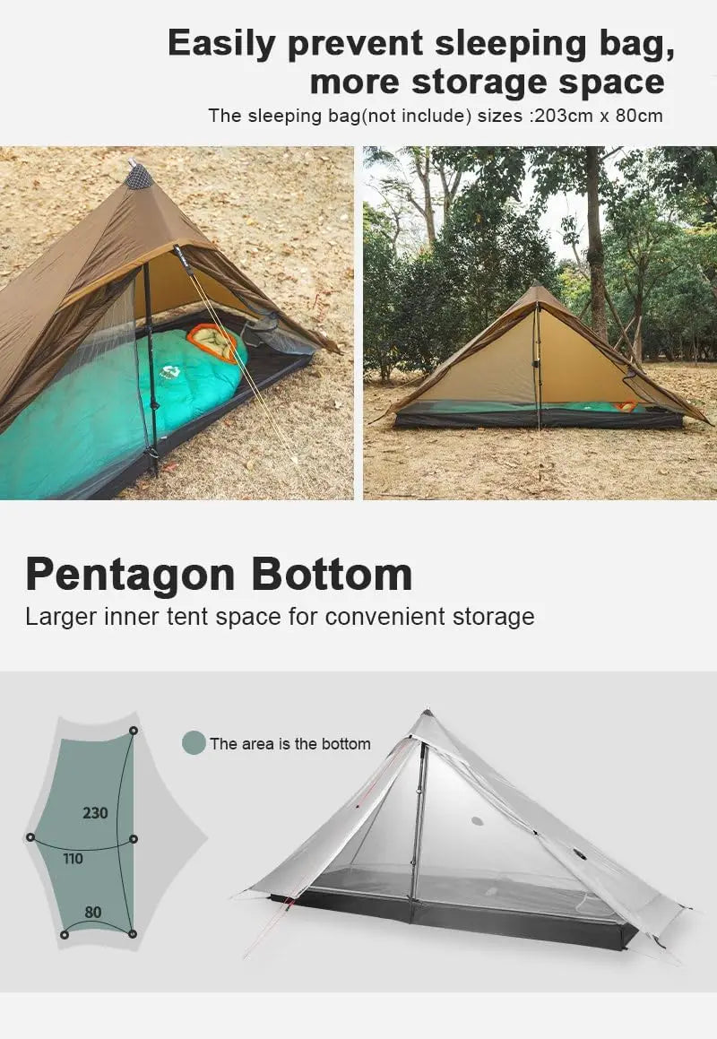 3FULGEAR Lanshan1 Pro Outdoor Ultralight Camping Tent for 1 Person 3/4 Season Professional 20D Nylon Double Sided Silicone Tent