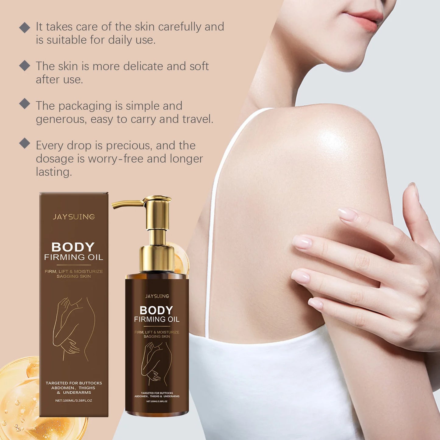 Jaysuing 100ml Firming Body Oil Magic Luxury Moisturizing Glowing Skin Massage Tighten Body Curves Lifting Nourishing Body Oil
