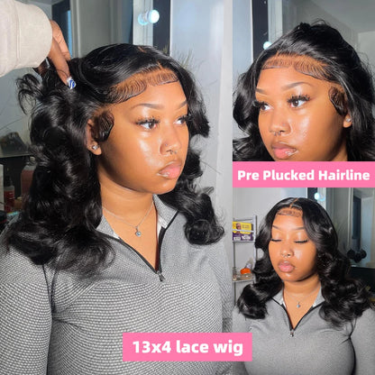 Short Bob Wigs Brazilian Body Loose Wave Human Hair 13x4 Lace Front Wigs Human Hair Pre Plucked 4x4 Lace Closure Short Bob Wigs