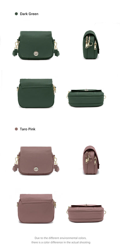 Zency Women Soft Leather Elegant Small Handbags Roomy Crossbody Bag With High Quality Vintage Hardware For Girls Leisure Purses