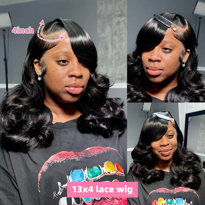 Short Bob Wigs Brazilian Body Loose Wave Human Hair 13x4 Lace Front Wigs Human Hair Pre Plucked 4x4 Lace Closure Short Bob Wigs