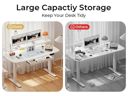 Electric Standing Desk with Drawers, Sit Stand up Desk, Height Adjustable Ergonomic Home Office Computer Desk