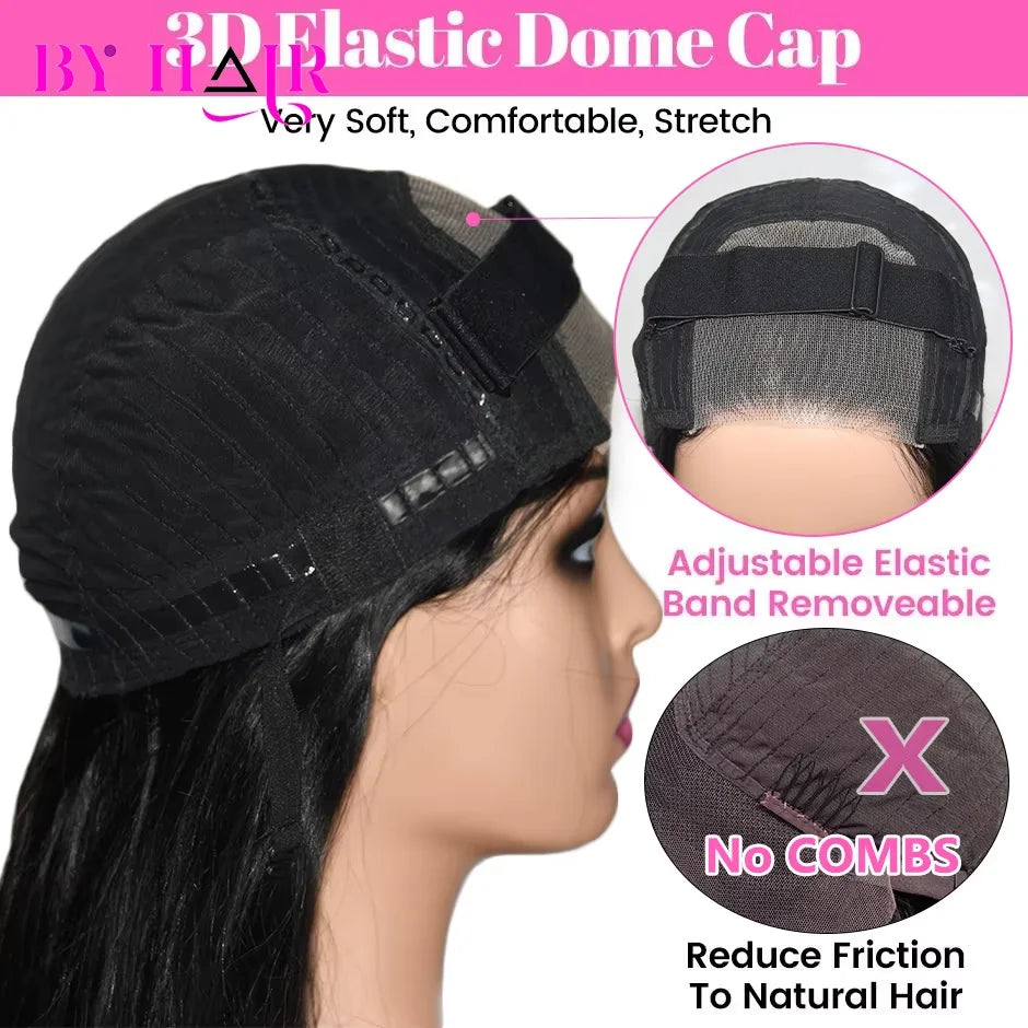 Glueless Wigs Straight Human Hair Wig 6x4 4x4 Lace Closure Pre Cut Lace Wigs Brazilian Hair Transparent Lace Wigs Drawstring Wig