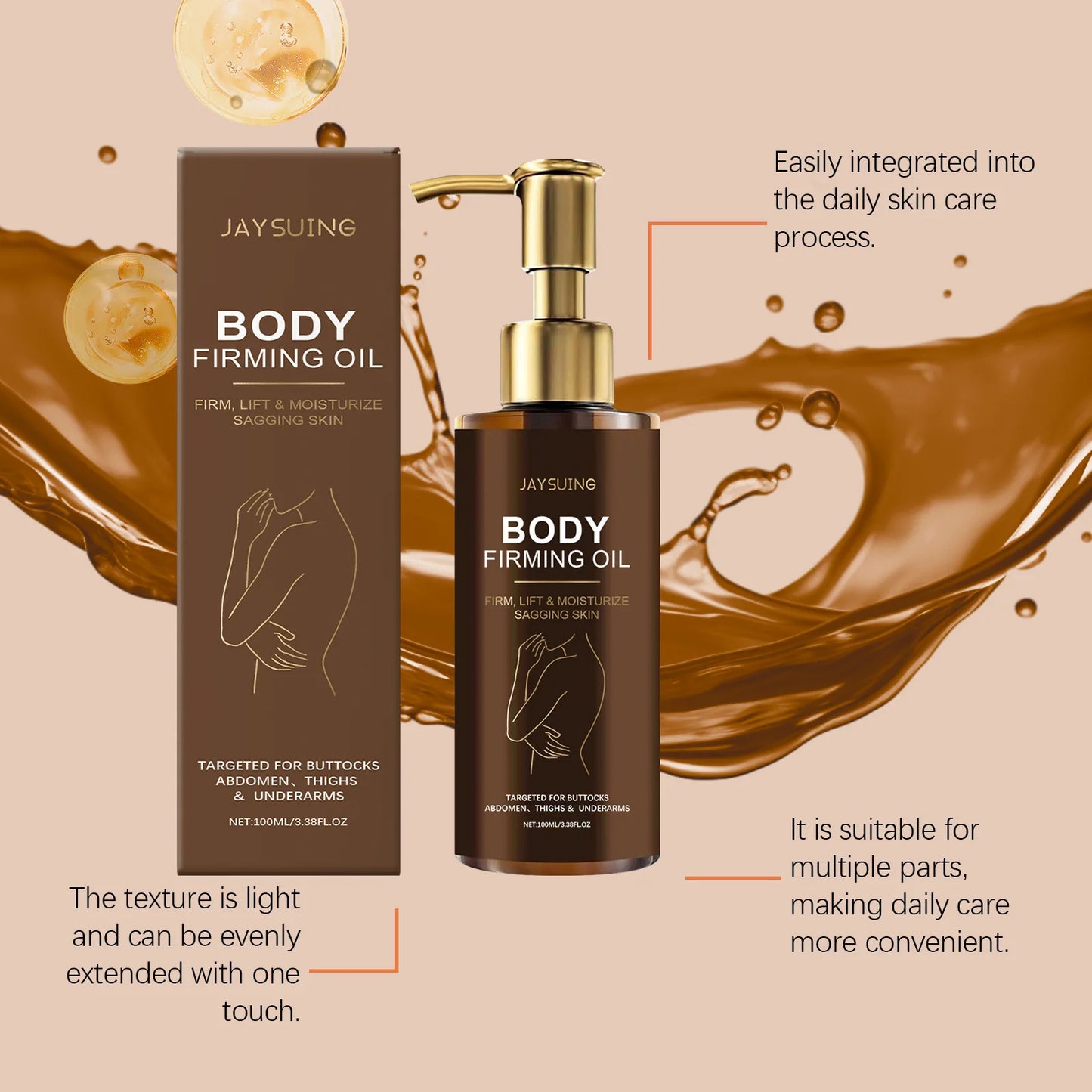 Jaysuing 100ml Firming Body Oil Magic Luxury Moisturizing Glowing Skin Massage Tighten Body Curves Lifting Nourishing Body Oil