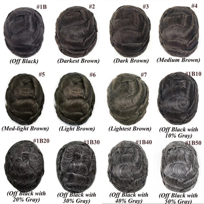 Single Knots Ultra-Thin Skin Toupee for Men Male Hair Prosthesis Premier Toupee Men's Wig 100% Human Hair Replacement System