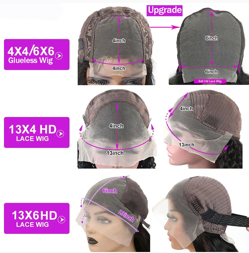 4C Edges Invisible Strap 360 HD Full Lace Frontal Glueless Wig Kinky Curly Human Hair Wig 30 Inch Deep Wave Curly Lace Front Wig