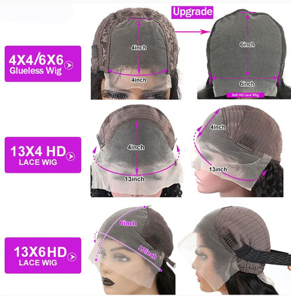 4C Edges Invisible Strap 360 HD Full Lace Frontal Glueless Wig Kinky Curly Human Hair Wig 30 Inch Deep Wave Curly Lace Front Wig