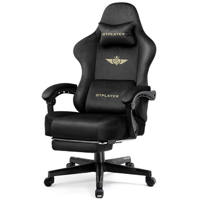 Gtplayer Gaming Chair Fabric with Pocket Spring Cushion, Big and Tall Gaming Chair 350Lbs High Back Computer Chair