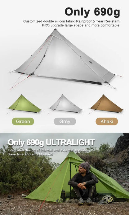 3FULGEAR Lanshan1 Pro Outdoor Ultralight Camping Tent for 1 Person 3/4 Season Professional 20D Nylon Double Sided Silicone Tent