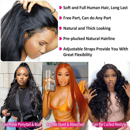 30 Inch 13x4 Lace Front Wigs 200% Density Lace Front Wig Pre Plucked Glueless Wigs Straight Black Synthetic lace front wig
