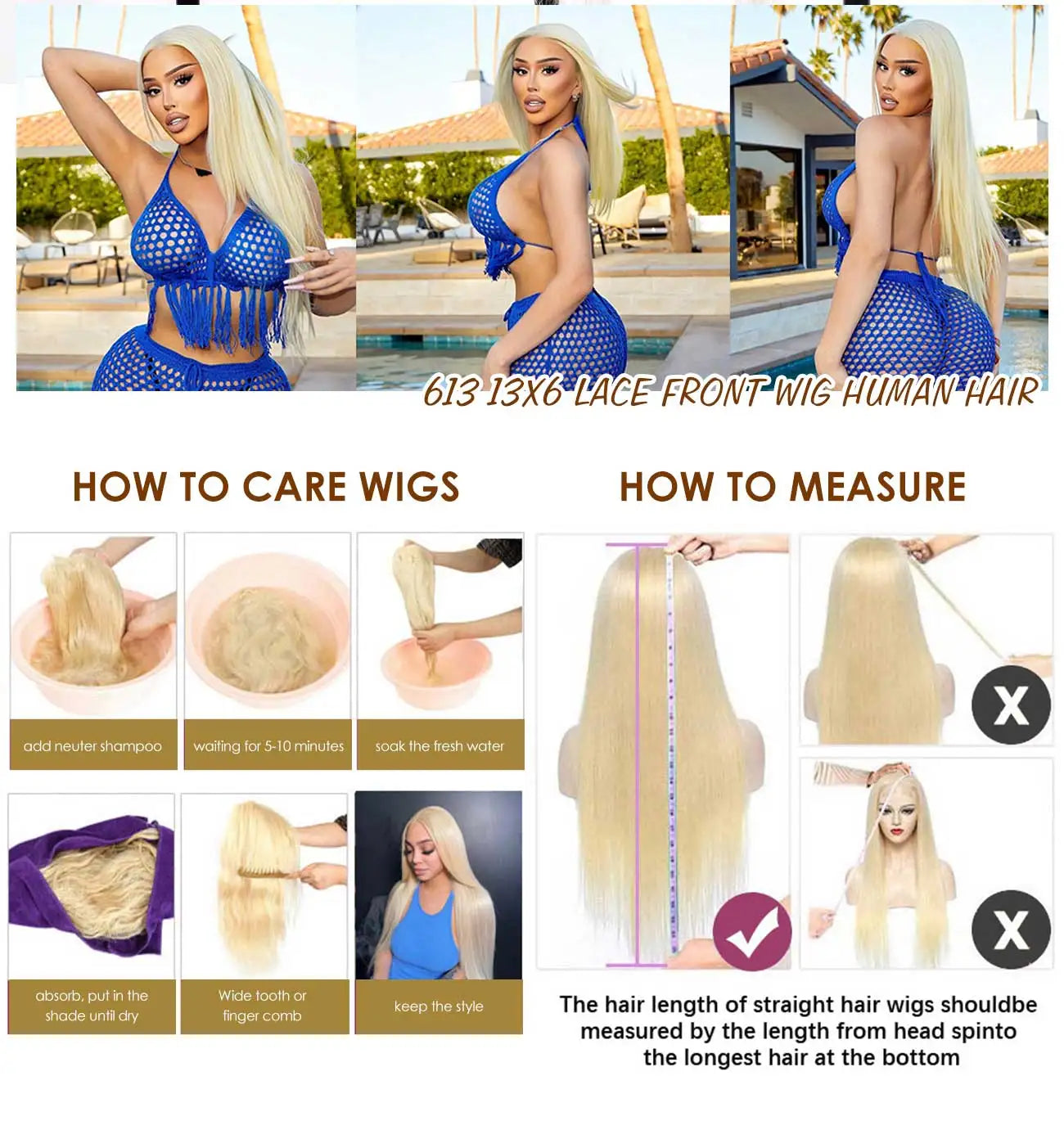 613 HD Lace Frontal Wig 13X6 Straight 100% Human Hair Wigs 40 50 Inch 13x5 Colored Blonde Lace Front Pre Plucked Human Hair Wig