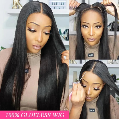 300% 13x6 HD Lace Frontal Wig 100% Raw Human Hair Straight Lace Front Wig 30 36 Inch 5x5 HD Lace Glueless Wig No Glue Human Hair