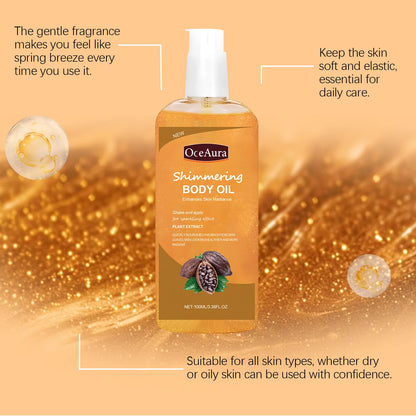 Oceaura 100ml Shimmering Body Oil for Daily Moisturizing Nourishing Glowing Skin Care Sparkling Massage Brighten Body Care