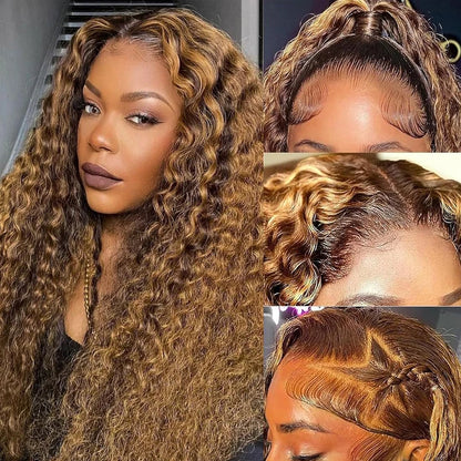 Highlight Wig Human Hair Ombre Hd Lace Wig 13x6 Deep Curly Lace Frontal Human Hair Wig Brazilian 13x4 Water Wave Wigs For Women