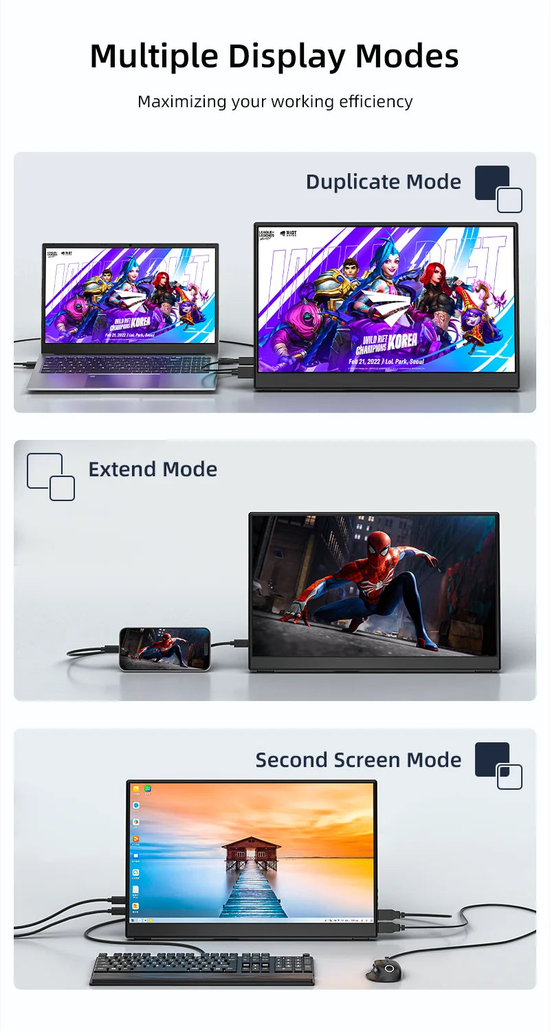 JSHIX 11.6 14 15.6 Inch Portable Monitor 1080P Full HD IPS Second Monitor for Gaming Laptop Phone Switch Xbox Sub Display Screen