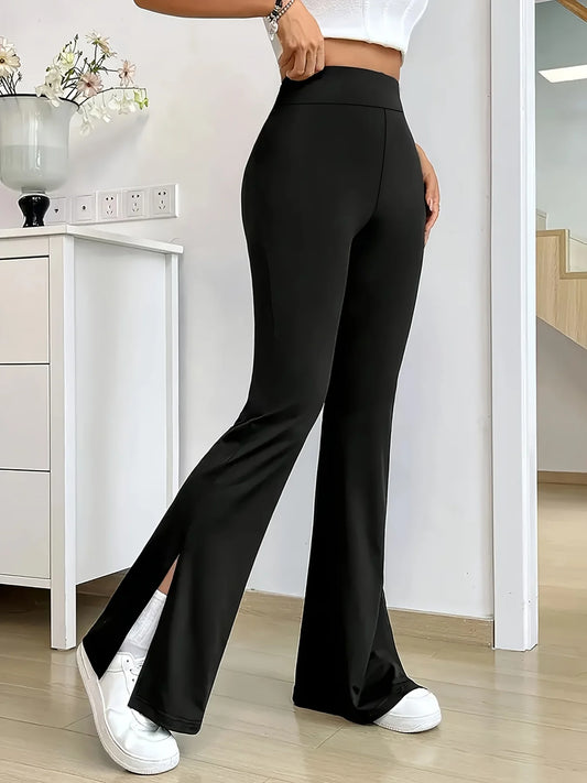 2026 New Fashion Slim Fit Slit Flared Pants Leg Shaping High Waist Stretch Wide Pants Daily Casual Commute streetwear clothing