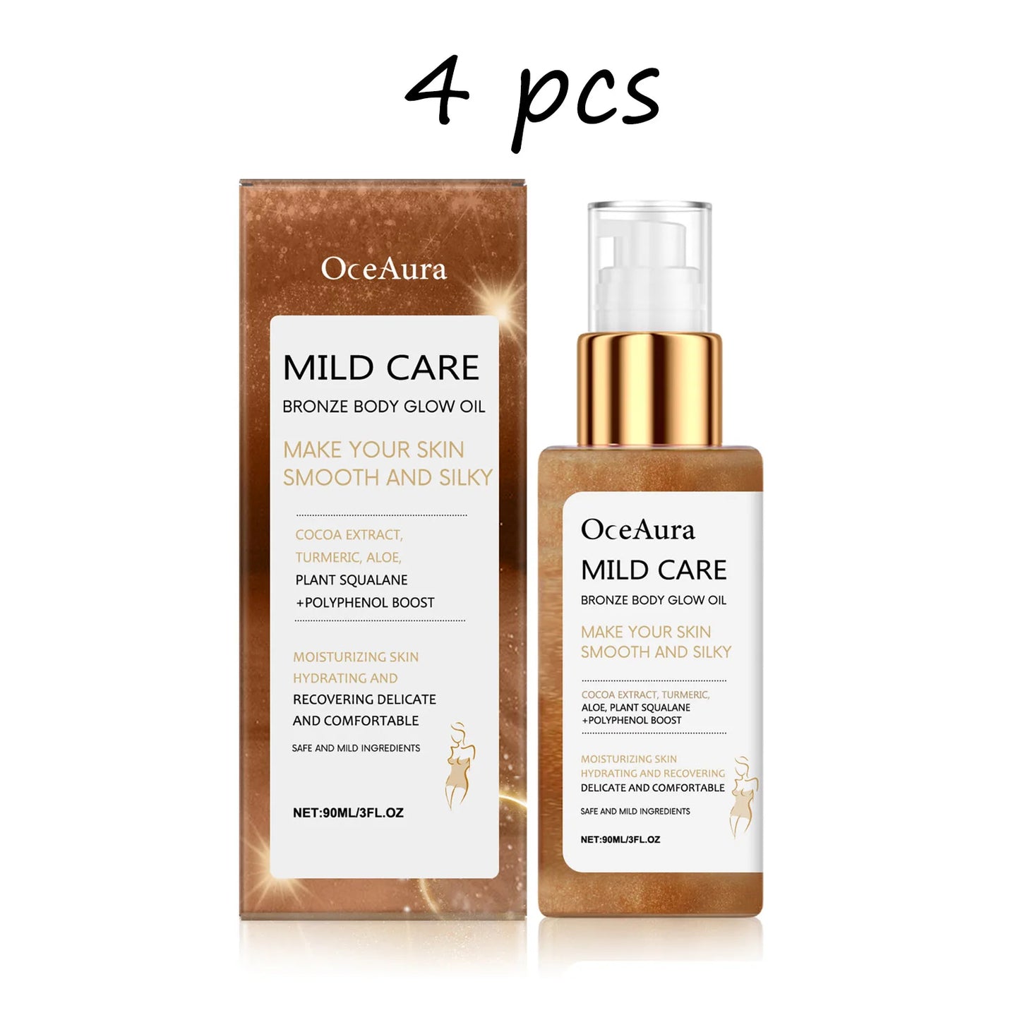 Oceaura Bronze Body Glow Oil Enhance Skin Bright Luster Deep Moisturizing Improve Roughness Softening Smoothing Body Shimmer Oil